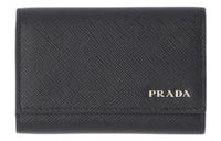 PRADA Saffiano Calfskin Key Pouch Men's Black & Navy