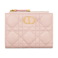 DIOR Caro Cow Leather Wallet Women's Pink