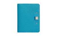 HERMES Chamkila Goat Skin Card Holder Women's 0F Bleu Frida Frida Blue