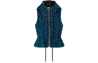 LOUIS VUITTON Monogram Mink Sleeveless Peplum Jacket