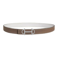 HERMES Calfskin Leather Belts Women's Taupe 2.4CM
