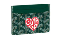 GOYARD Saint-Sulpice Canvas With Leather Card Clip Card Holder Unisex Green & Red Small Heart