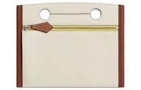 HERMES Swift Calfskin Clutch Women's Copper Red & Cream White & Lemon & Light Tawny