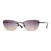 CHANEL Titanium Alloy Cat Eye Sunglasses Unisex Black