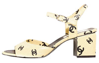 CHANEL Cc 65mm Heeled Sandal Yellow Leather Women's