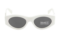 PRADA Plastic Acetate Irregular Shape Sunglasses Women's White