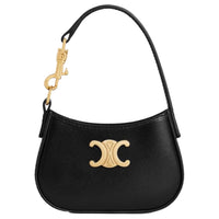 CELINE Top Grain Cow Leather Clutch Mini Women's Black