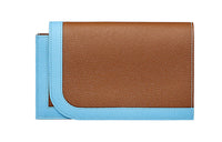 HERMES Epsom Calfskin Wallet Women's Gold & Sky Blue & Orange & Red