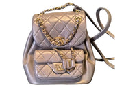 CHANEL Duma Sheepskin Backpack Women's Silver
