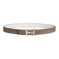 HERMES Metal Leather Belts Unisex Umber Width 2.4CM