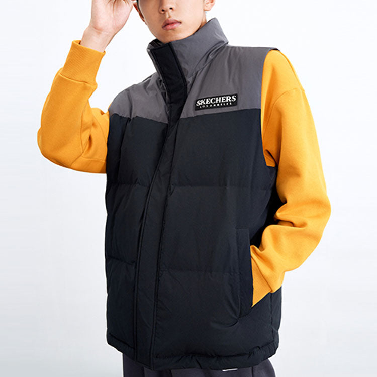 Skechers Logo Small Patchwork Sports Stand Collar Down Vest 'Multi-Color' L321M193
