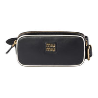 MIU MIU Calfskin Fanny Pack Women's Black & White