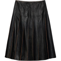 PRADA SS24 Leather Long Skirts Women's Black