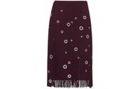 PRADA Eyelet embellished Fringed Midi Skirt