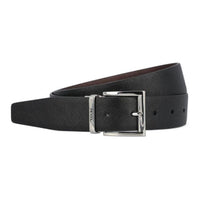 PRADA Calfskin Leather Belts Men's Black Width 3.3cm