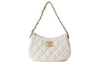 CHANEL Cow Leather Shoulder Bag, Hobo Bag, Handbag Women's White