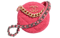 CHANEL Wool Crossbody Bag Mini Women's Pink