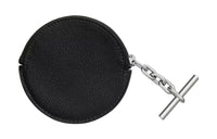 HERMES Strap Cow Leather Coin Purse Small Size Women's Black