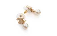 CHANEL Gold-Plated Stud Earrings Women's White