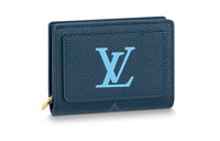 LOUIS VUITTON Cow Leather Wallet Women's Dark Blue