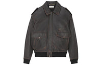 SAINT LAURENT FW23 Leather Jacket Women's Licorice