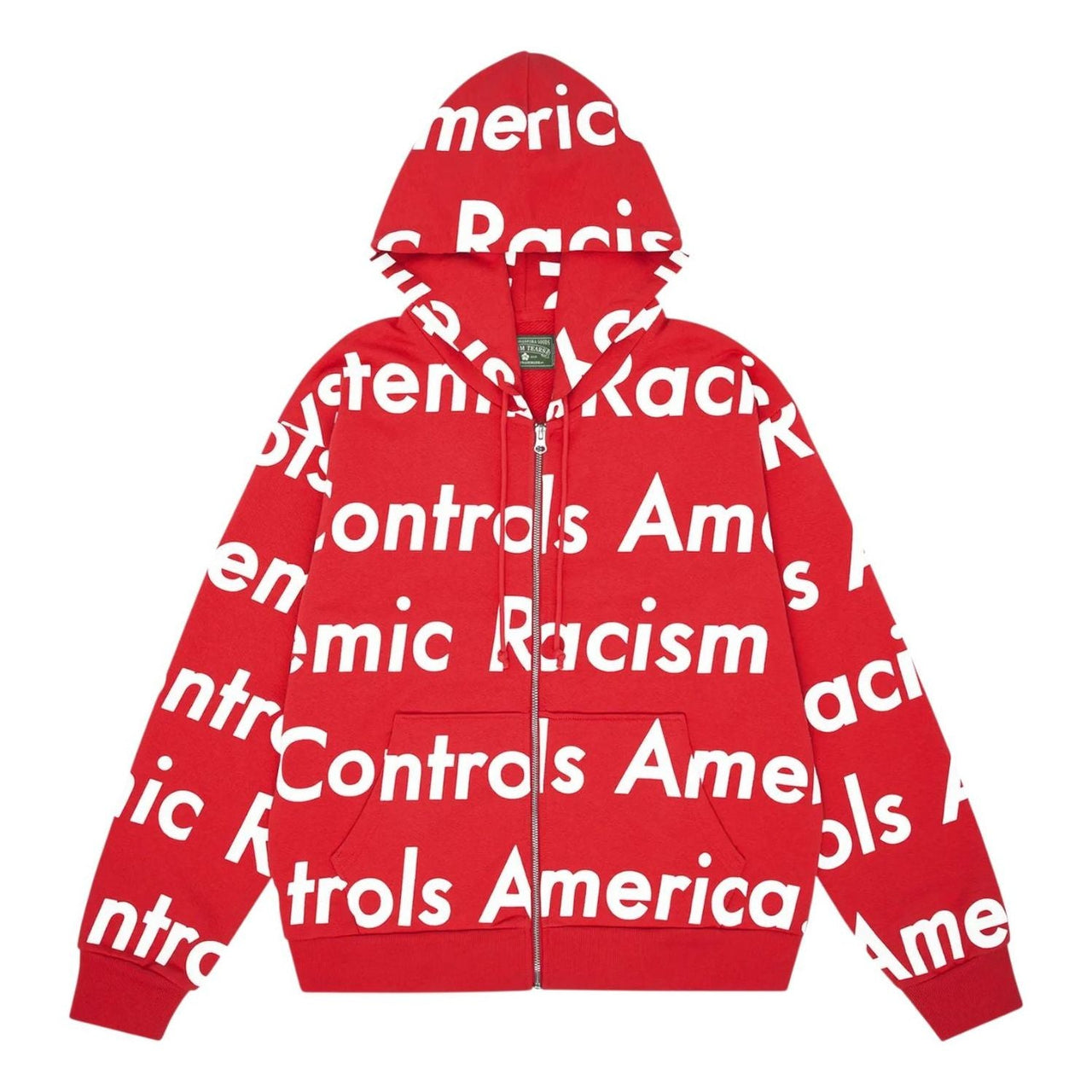 Denim Tears x Arthur Jafa Systemic Racism Controls America Zip Up Hoodie 'Red' 014-030-123-RED