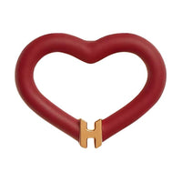 HERMES Gold-Plated Swift Calfskin Brooches Unisex Red