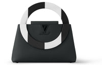 LOUIS VUITTON Capucines Cow Leather Patchwork Resin Trim Handbag Medium Size Women's Black/White