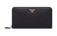 PRADA Saffiano Leather Wallet Tubas Women's Black