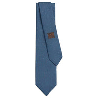 HERMES Mulberry Silk Ties Men's Marine Blue/Sky Blue