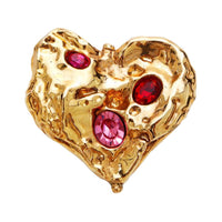 SAINT LAURENT Pre Owned Rhinestone embellished Heart Brooch