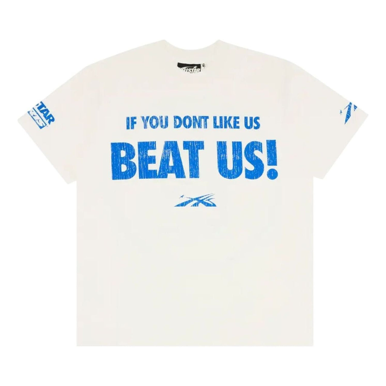 Hellstar Beat Us! T-Shirt 'White Blue' HS01TEE08-WHIT
