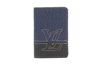 LOUIS VUITTON Calfskin Card Holder Wallet Men's Blue/Black