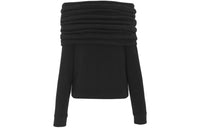 SAINT LAURENT Off-Shoulder Long-Sleeved Sweatshirt