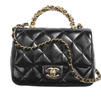 CHANEL Lambskin Shoulder Bag Crossbody Bag Handbag Mini Women's Black