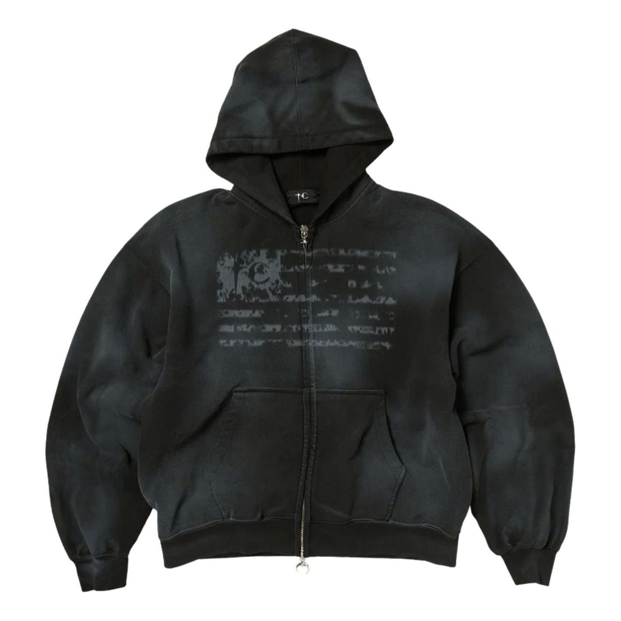 Thug Club Dirty Washed Old Glory Zip-Up Hoodie 'Black' TC26SS1102