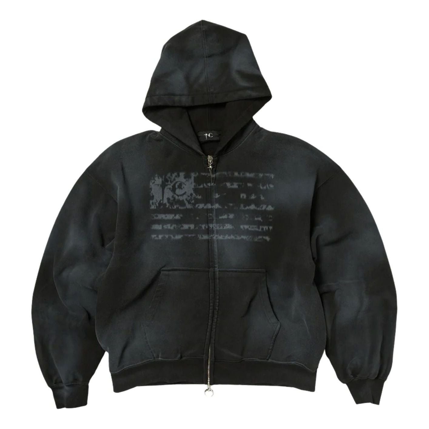 Thug Club Dirty Washed Old Glory Zip-Up Hoodie 'Black' TC26SS1102