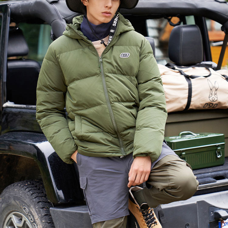 Skechers Solid Color Sports Casual Hooded Down Jacket 'Multi-Color' L420M146