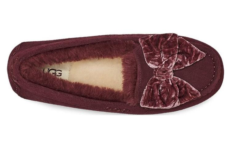 (WMNS) UGG Leisure Fluff Bow Mini Loafers 'Tan Velvet Black' 1138650