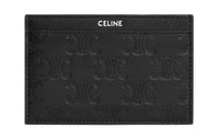 CELINE Triomphe Cow Leather Card Holder Men's Black