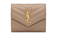 SAINT LAURENT CASSANDRE Lambskin Wallet Women's Dust Gray