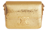 CELINE Triomphe Sequins Patch Calfskin Shoulder Bag Crossbody Bag Women's Gold