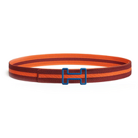HERMES Nylon Stainless Steel Rubber Belt Men's Brown Width: 3.2CM