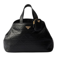 PRADA Leather Shoulder Bag Crossbody Bag Handbag Large Size Women's Black