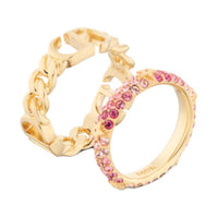 DIOR Faux Crystal Metal Rings Women's Pink