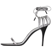 SAINT LAURENT One-Strap Sandals 10cm Women's Silver