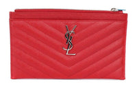 SAINT LAURENT Monogram Cow Leather Wallets Clutches Women's Red