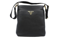 PRADA Leather Crossbody Bag Shoulder Bag Women's Black