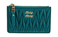 MIU MIU Matelassé Soft Sheep Leather Envelope Style Wallet Regular Women's Lake Blue