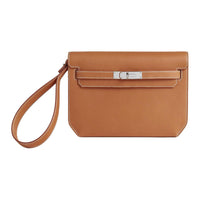 HERMES Kelly Depeches Cow Leather Clutch Men's Naturel-Sable Light Tea